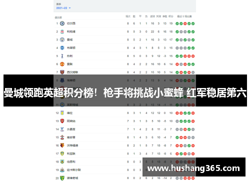 曼城领跑英超积分榜！枪手将挑战小蜜蜂 红军稳居第六